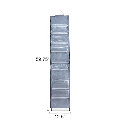 Household Essentials Over-The-Door Cotton Blend and Plastic Shoe Organizer with 20 Storage Pockets, Denim