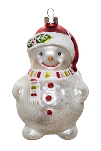 2 Count Glass Snowman Christmas Ornaments – Hand Painted Holiday Decor