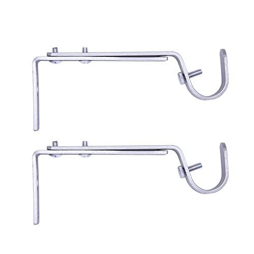 Adjustable Curtain Rod Brackets, 3/4 Inch, Satin Nickel, 2 Pack