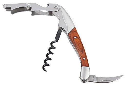Premium Waiter's Corkscrew 3-in-1 Stainless Steel Wine Opener with Rosewood Handle