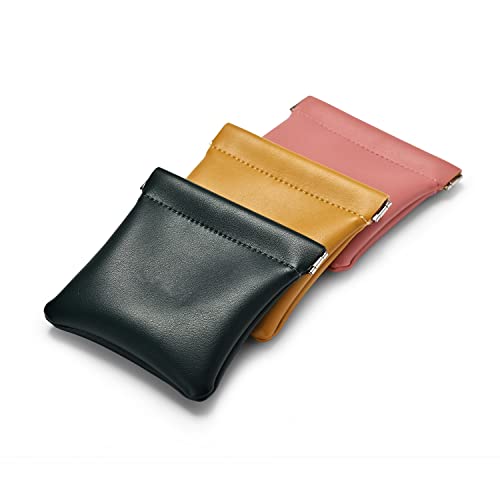 Woodten Large Pink PU Leather Travel Jewelry Pouch 4.21x4.33 inch