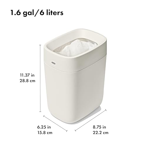Compact 6L Bathroom Trash Can with Bag Concealer Rim - White