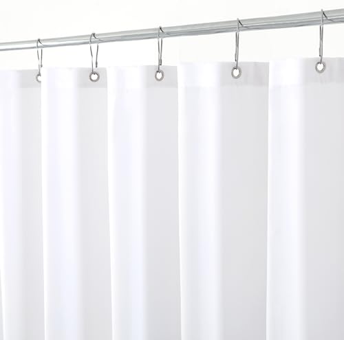 Biscaynebay White Fabric Shower Curtain Liner 72x72 Inch - Hotel Quality, Waterproof, Rustproof Grommets