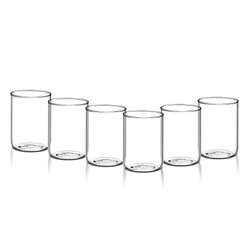 Borosilicate Drinking Glasses, 9 Oz Set of 6, Heat Resistant Clear Glass