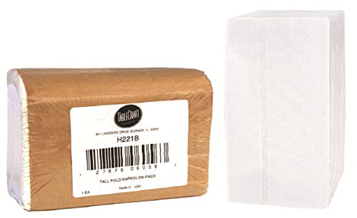 Tall Fold Paper Napkins, 7.5 x 13.5 Inch Refills, 250 Count, White