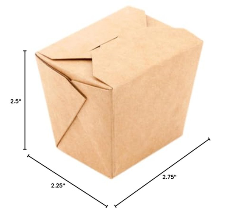 Restaurantware Bio Tek 8 Ounce Chinese Take Out Boxes 200 Greaseproof Food To Go Boxes - Tab-Lock Microwave-Safe Kraft Paper Take Home Boxes Recyclable For Restaurants Catering And Parties