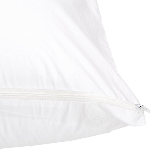 100% Cotton Hypoallergenic Body Pillow Cover with Zipper - 21 x 55 Inches, White