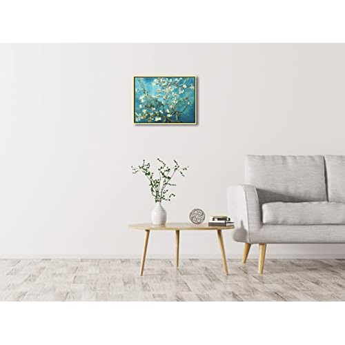 Wieco Art Framed Wall Art Canvas Prints of Almond Blossom by Vincent Van Gogh Paintings Reproduction Abstract Artwork for Wall Decor Golden Frame