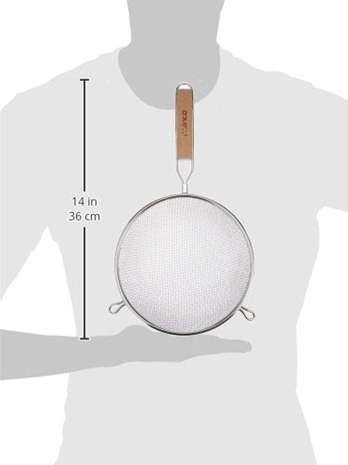Winco MS3A-8D Strainer with Double Fine Mesh, 8-Inch Diameter, Medium, Stainless Steel, Tan