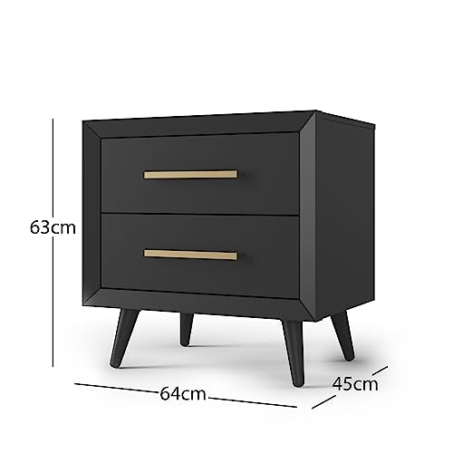 Child Craft Cranbrook Ebony Nightstand - Mid-Century Modern 2-Drawer Bedside Table