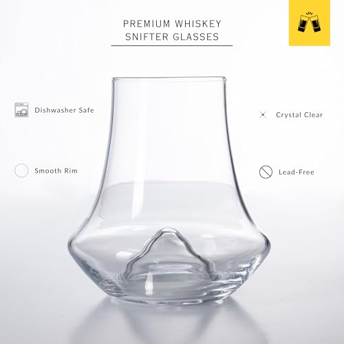 LEMONSODA Whiskey Snifter Glasses Set of 4, 8.5 oz Old Fashioned Spirits Glasses