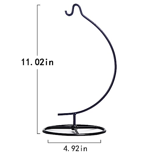 Iron Ornament Display Stand with Wood Base for Hanging Plants and Glass Globes