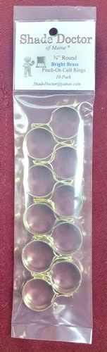 3/4-Inch Round Bright Brass Pinch-On Cafe Curtain Rings (10-Pack)