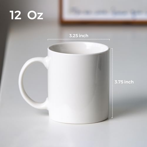 Off White GBhome 12 oz Ceramic Coffee Mug Set of 12 - Durable & Microwave Safe