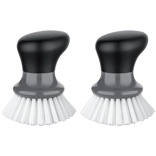 Palm Dish Scrub Brush Pack of 2 - Ergonomic Kitchen Scrubber for Pots & Pans