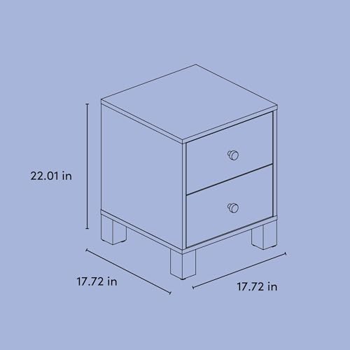 2-Drawer Wooden Nightstand for Kids Bedroom, Sage and Driftwood Finish