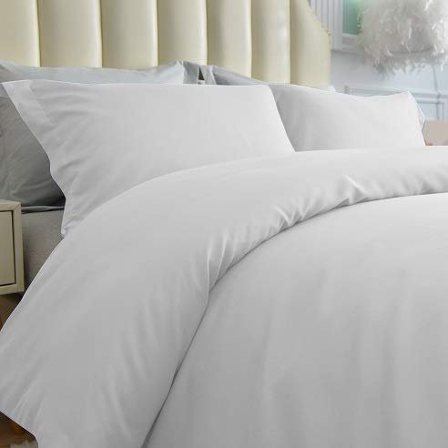 Natural Cotton Duvet Cover with Zipper & Corner Ties - King Size Light Grey
