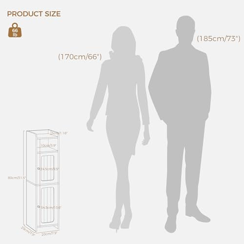 Narrow Bathroom Storage Cabinet with Adjustable Shelves, 31.5" Tall, White