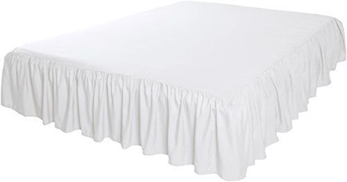 Queen Bed Skirt with 16-Inch Drop - Soft Ruffled Microfiber (Bright White)