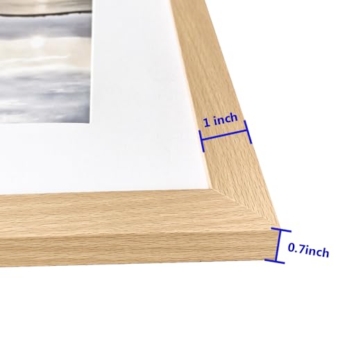 Natural 23x23 Inch Wood Photo Frame with Mat – Home Decor, Wall Mountable