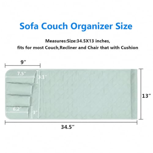 5-Pocket Armchair Caddy Organizer for Recliners and Sofas, Sage Green