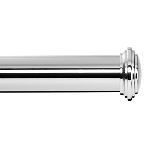 Adjustable 1-Inch Curtain Rod with Decorative End Caps, 48 to 86 Inch, Chrome