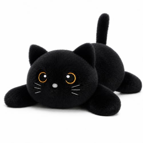 SQEQE 23.6 Inch Weighted Black Cat Plush - Large Plushie for Cozy Comfort, 3.8 Lbs, Gift for Kids & Adults