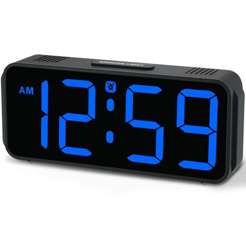 Compact Digital Alarm Clock - Plug-In LED Bedroom Clock with Battery Backup