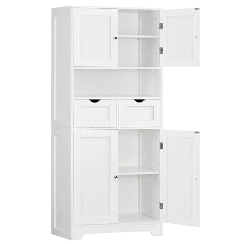 58-Inch Tall Freestanding Storage Cabinet with 4 Doors and 2 Drawers