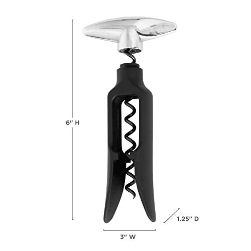 TRUE Black Self Pulling Corkscrew Wine Opener - Easy Turn Bar & Kitchen Tool