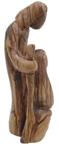 6.8" Hand-Carved Olive Wood Holy Family Nativity Figurine