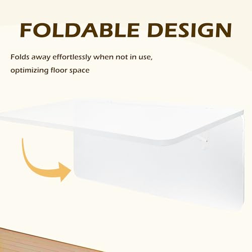 Wall Mounted Folding Table, 40" x 20" Wooden Laundry Folding Desk
