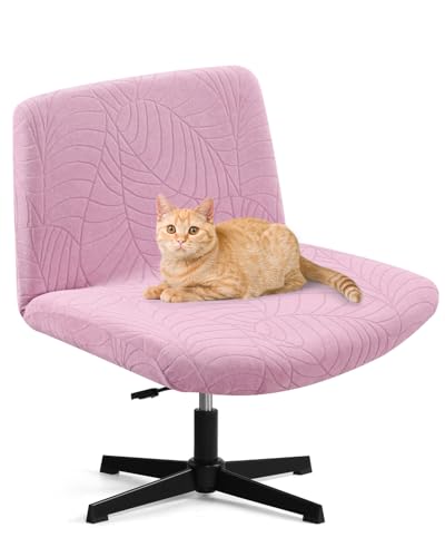 Stretchable Criss Cross Chair Cover - Leaves Jacquard, Pink