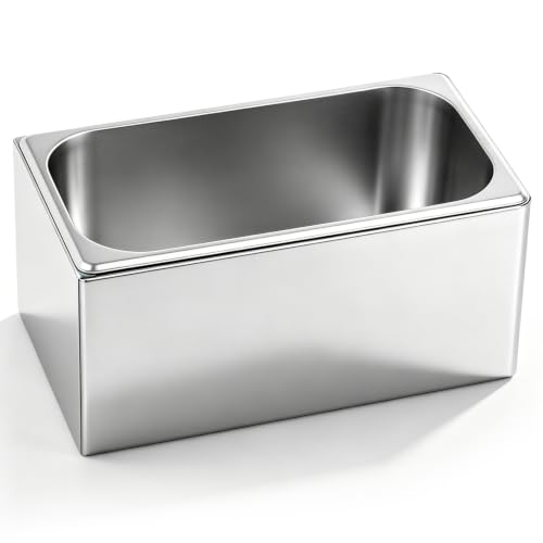 Honeydak Stainless Steel Ice Bin with Removable Tray 13x7x6 Inches for Buffet & Party