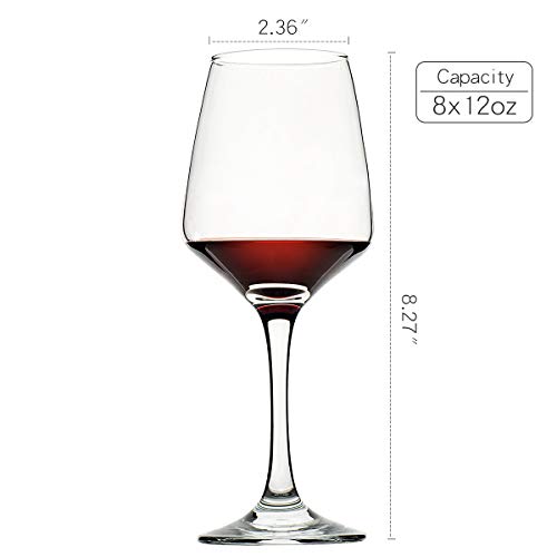 C CREST 12oz Wine Glasses Set of 8 - Lead-Free, Clear, Durable Stemware