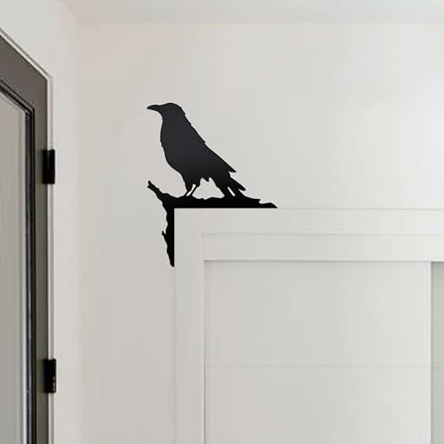 Raven Door Corner Statue, Gothic Norse Knotwork Metal Wall Decor