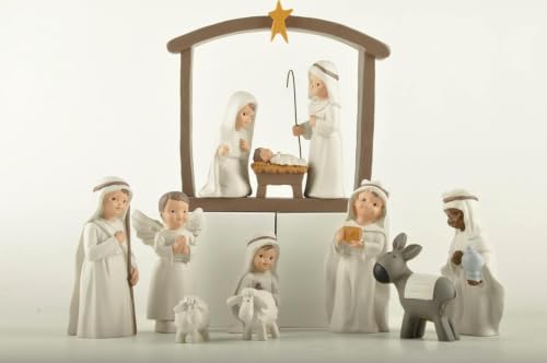 Ivory White Nativity Set 12-Piece Holy Family - MeritMode Christmas Figurines