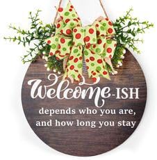 SIMISI Ribbon Christmas Bow - Rustic Green & Red Dots Burlap for Wreaths & Holiday Decor | 9.5 x 13 Inch