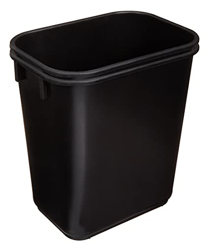 Small Rectangular Office Wastebasket - 3 Gallon Plastic Trash Can (2-Pack)