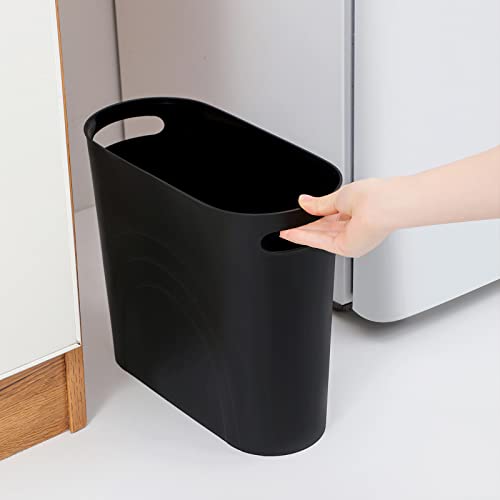 3.5 Gallon Slim Plastic Trash Can with Built-In Handles for Narrow Spaces