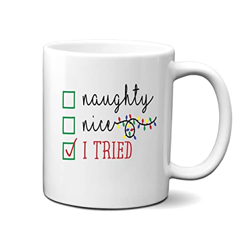 Funny Christmas Mug - Naughty or Nice Coffee Cup - 11oz Ceramic Holiday Gift