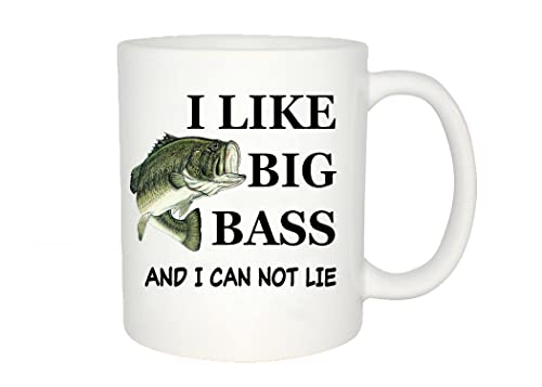 I Like Big Bass Novelty Coffee Mug – Funny Fishing Cup for Men Dad Grandpa