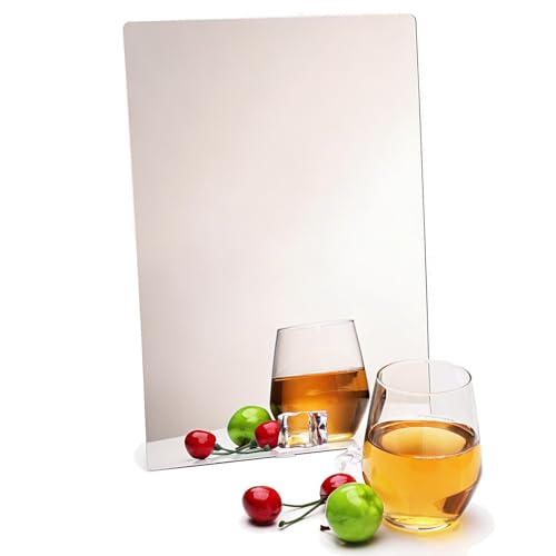 Shatterproof Acrylic Mirror Tiles - 8x12 Inch Self-Adhesive Wall Sheets (4 Pcs)