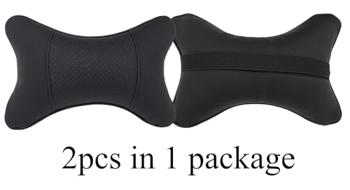 Car Neck Pillow Set - Dual-Side PU Leather Headrest with Fiber Filling