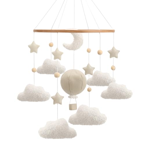 Hot Air Balloon Felt Ceiling Mobile for Nursery Neutral Room Decor
