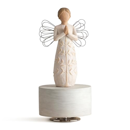 Rotating Angel Musical Figure, Plays Amazing Grace, 6-Inch Hand-Painted Resin