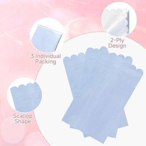 36 Pcs Light Blue Paper Napkins with Scalloped Trim - 2-Ply Guest Napkins
