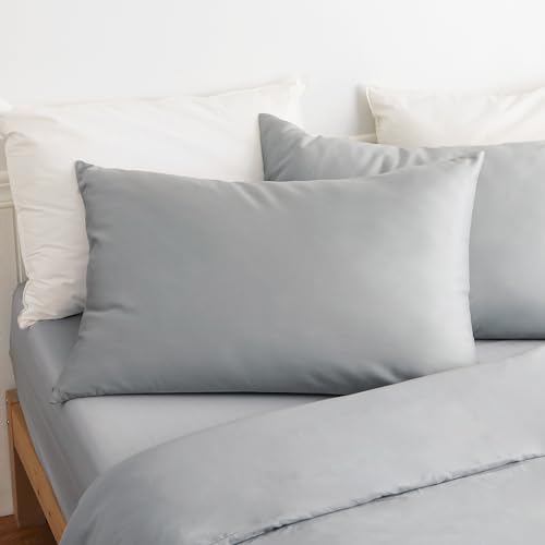 100% Cotton King Size Pillow Protectors, 600 Thread Count Gray, Set of 2
