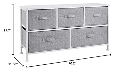 Extra Wide Fabric 5-Drawer Storage Organizer Unit for Bedroom Closet