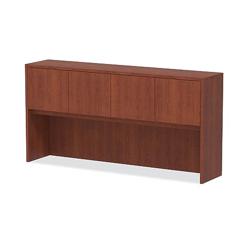 71-Inch Woodgrain Laminate Hutch with Doors, 4-Compartment Storage
